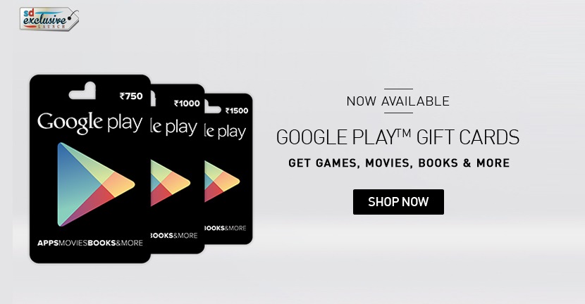 google play gift cards on Snapdeal