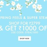 Jabong Spring Super Steals : Get Rs.1000 OFF on purchase of Rs.2799