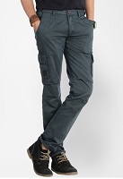 Basics Solid Dark Grey Slim Fit Cargo