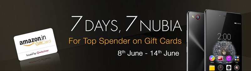 7 Days 7 Free Nubia with Gift Cards Amazon