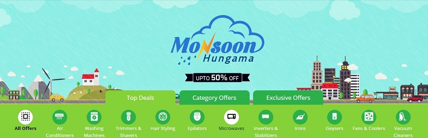 Snapdeal Monsoon Hungama Up to 50 percent OFF on Appliances