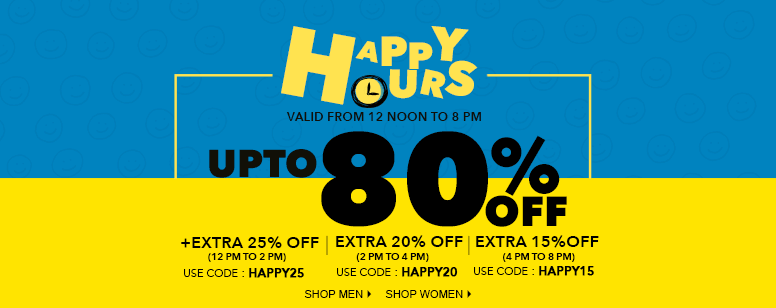 Jabong Happy Hour Sale 80% Off