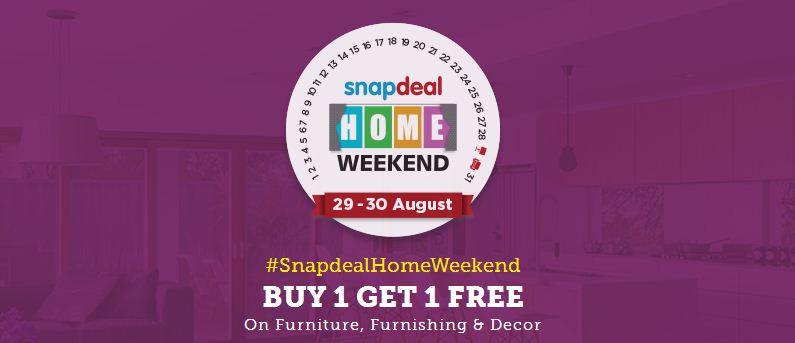Snapdeal home weekend sale 29 aug 30 aug
