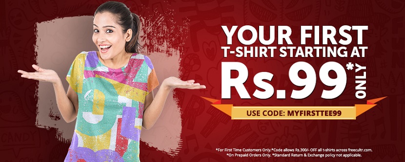 Freecultr Tees at Rs99 First Order
