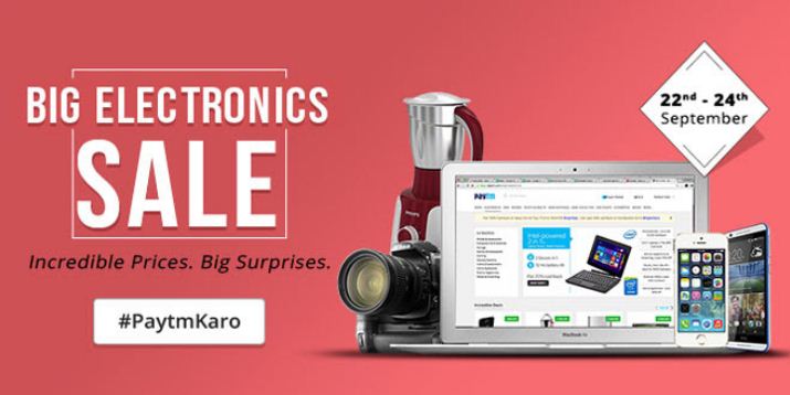 Paytm big electronics sale september