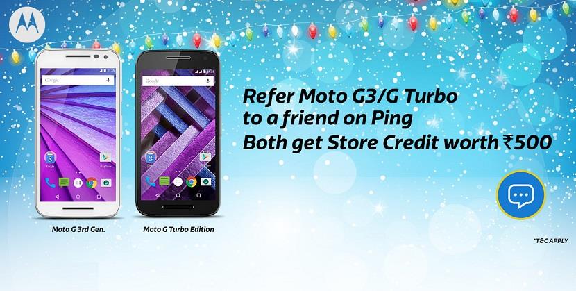 Flipkart Ping Refer Moto G3 and G Turbo