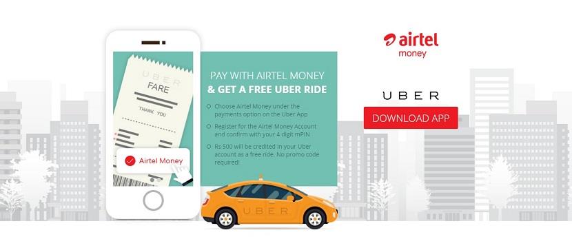 Get Free Uber Ride Worth Rs 500 With Airtel Money