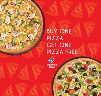 Dominos Pizza buy 1 get 1 free