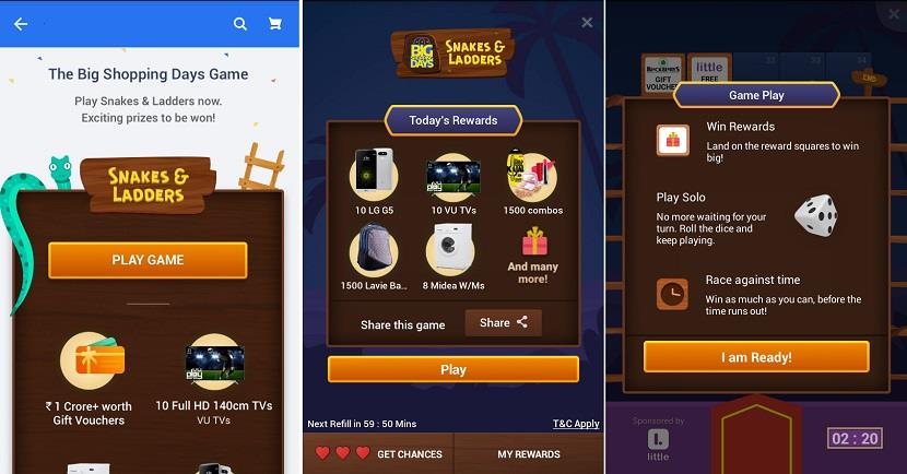 How to Play BSD snake Game Flipkart Big Shopping Days Game